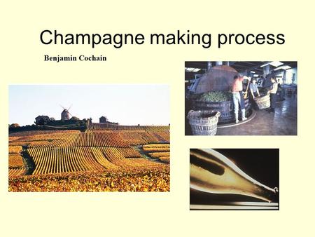 Champagne making process Benjamin Cochain. Introduction Dom Perignon  wines refermented during spring  birth of Champagne Champagne is the most northerly.