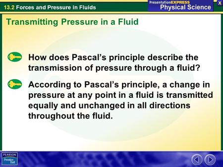 Transmitting Pressure in a Fluid