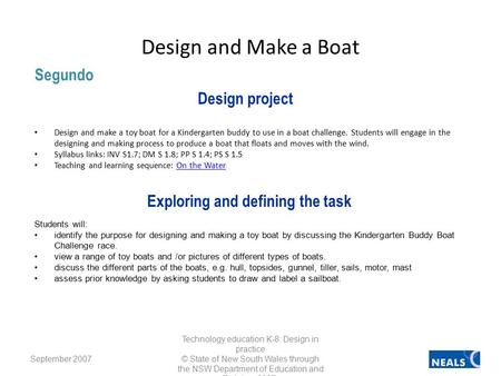 Design and Make a Boat Segundo Design project