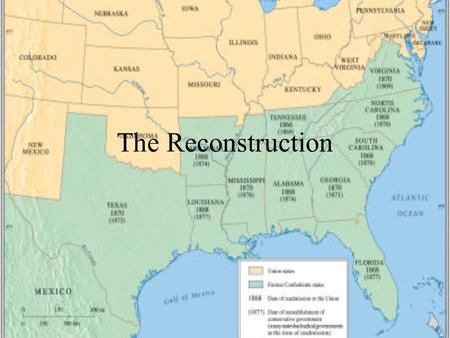 The Reconstruction. Plans for Reconstruction Lincoln’s plan vs. Radical Republican’s plan – Lincoln Did not want to harshly treat the South Did not.
