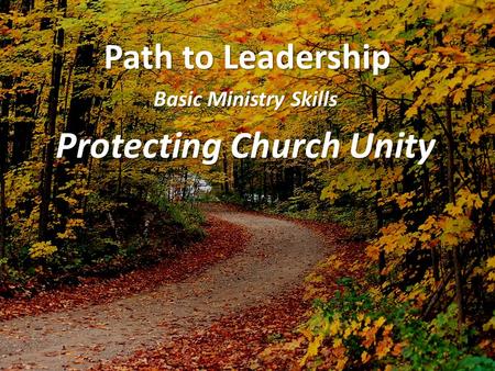 Path to Leadership Basic Ministry Skills Protecting Church Unity.
