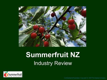 Confidential & Proprietary Copyright © 2007 The Nielsen Company Summerfruit NZ Industry Review.