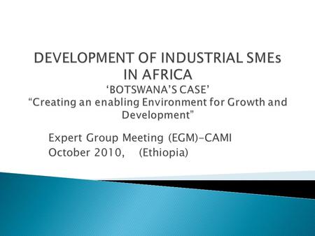Expert Group Meeting (EGM)-CAMI October 2010, (Ethiopia)