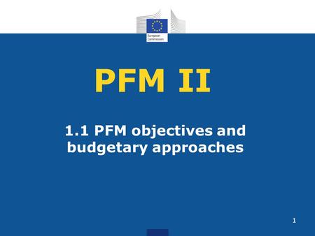 1.1 PFM objectives and budgetary approaches