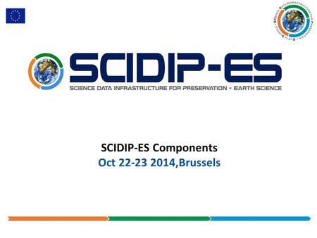 SCIDIP-ES Components Oct 22-23 2014,Brussels. Basic Preservation Strategies Often stated as: “Emulate or Migrate” OAIS concepts change these to: Add Representation.