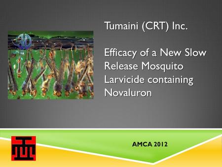 Tumaini (CRT) Inc. Efficacy of a New Slow Release Mosquito Larvicide containing Novaluron.