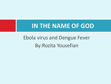 Ebola virus and Dengue Fever