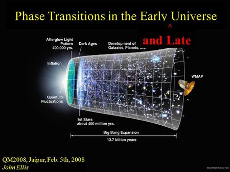 Phase Transitions in the Early Universe QM2008, Jaipur, Feb. 5th, 2008 John Ellis ^ and Late.