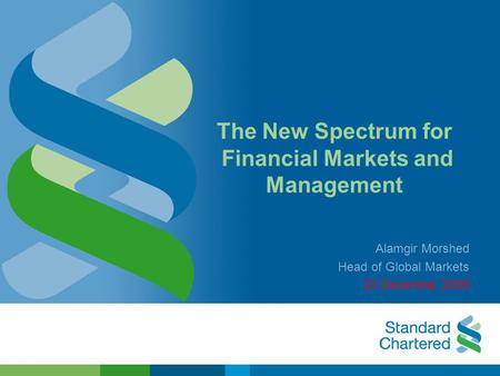 The New Spectrum for Financial Markets and Management Alamgir Morshed Head of Global Markets 22 December 2009.
