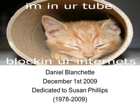 Daniel Blanchette December 1st 2009 Dedicated to Susan Phillips (1978-2009)