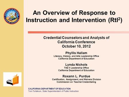 An Overview of Response to Instruction and Intervention (RtI2)