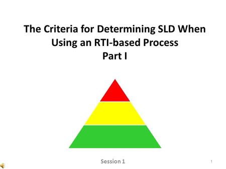 The Criteria for Determining SLD When Using an RTI-based Process Part I In the previous session you were presented the main components of RtI, given a.