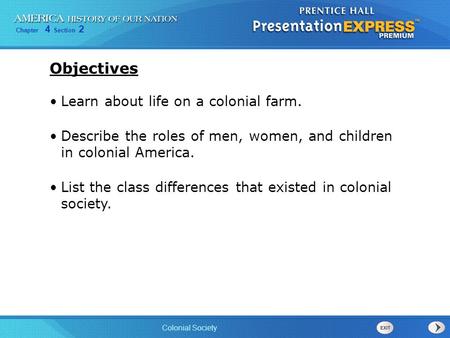 Objectives Learn about life on a colonial farm.
