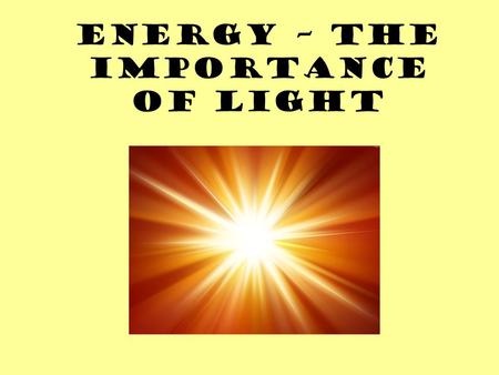 Energy – The Importance of Light. REVIEW Producers are the most important part of a food chain because without them the next trophic levels would have.