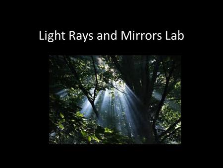 Light Rays and Mirrors Lab. Key Ideas “Seeing” involves light rays coming from a source to our eyes. Our eyes have no capacity to reach out and capture.