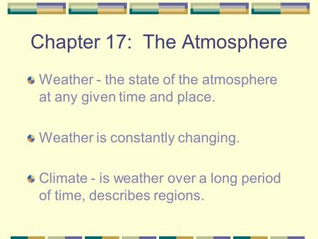 Chapter 17: The Atmosphere