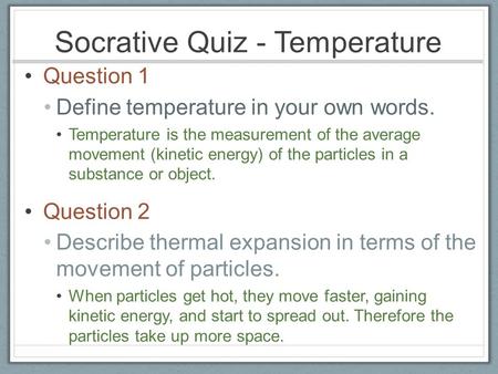 Socrative Quiz - Temperature