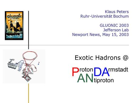Klaus Peters Ruhr-Universität Bochum GLUONIC 2003 Jefferson Lab Newport News, May 15, 2003 Exotic