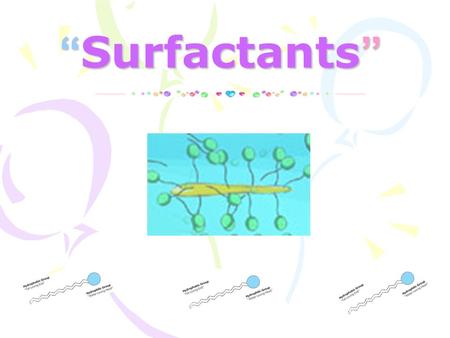 “ Surfactants ”. ^^Surfactants^^ Surfactants: are wetting agents that lower the surface tension of a liquid, allowing easier spreading, and lower the.