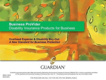 Business ProVider Disability Insurance Products for Business Overhead Expense & Disability Buy-Out A New Standard for Business Protection Disability income.