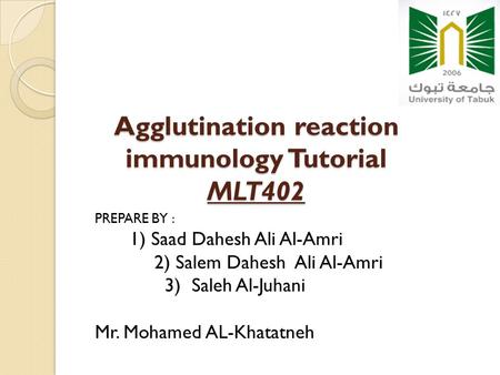 Agglutination reaction immunology Tutorial MLT402