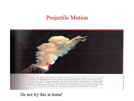 Projectile Motion Do not try this at home!.