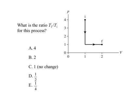What is the ratio T f /T i for this process? A.4 B.2 C.1 (no change) D. E.