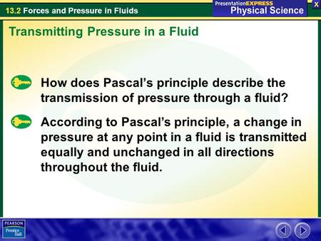 Transmitting Pressure in a Fluid