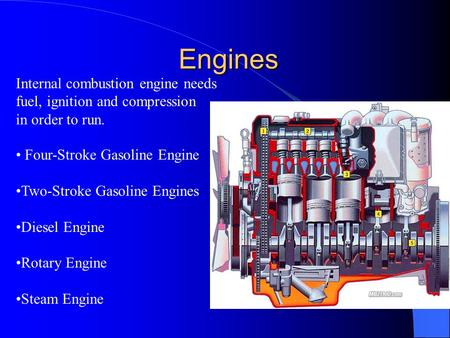 Engines Internal combustion engine needs