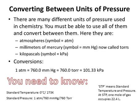 Converting Between Units of Pressure