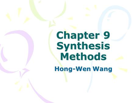 Chapter 9 Synthesis Methods Hong-Wen Wang. How to prepare ceramic powders ? Sol-Gel Process Aqueous solution (from metal salts or colloidal particles)