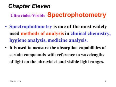 Chapter Eleven Ultraviolet-Visible Spectrophotometry