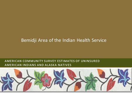 AMERICAN COMMUNITY SURVEY ESTIMATES OF UNINSURED AMERICAN INDIANS AND ALASKA NATIVES Bemidji Area of the Indian Health Service.