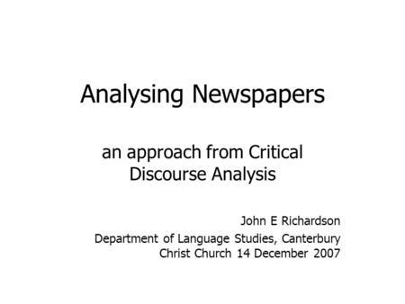 an approach from Critical Discourse Analysis