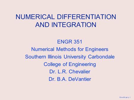 NUMERICAL DIFFERENTIATION AND INTEGRATION