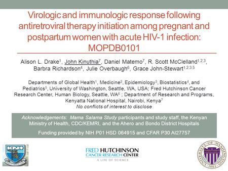 Virologic and immunologic response following antiretroviral therapy initiation among pregnant and postpartum women with acute HIV-1 infection: MOPDB0101.