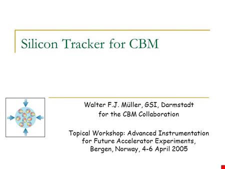Silicon Tracker for CBM Walter F.J. Müller, GSI, Darmstadt for the CBM Collaboration Topical Workshop: Advanced Instrumentation for Future Accelerator.
