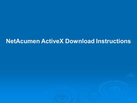 NetAcumen ActiveX Download Instructions