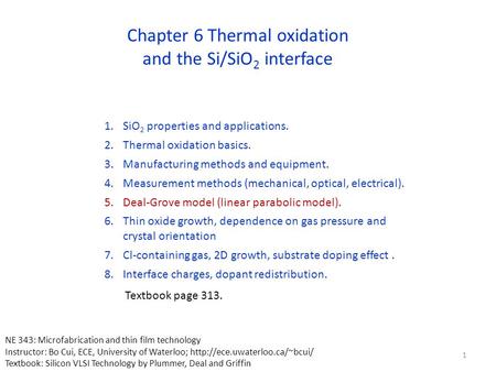 Chapter 6 Thermal oxidation and the Si/SiO2 interface