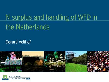 N surplus and handling of WFD in the Netherlands Gerard Velthof.