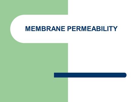 MEMBRANE PERMEABILITY. PERMEABILITY The membrane must allow water molecules to diffuse through. It is permeable to water. If a concentrated solution is.