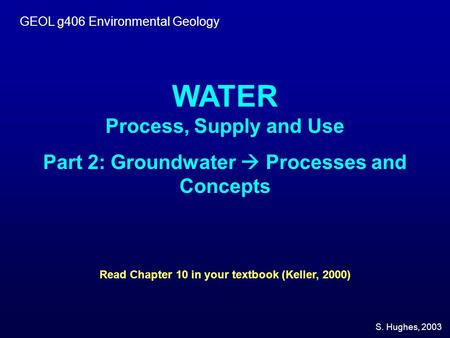 WATER Process, Supply and Use