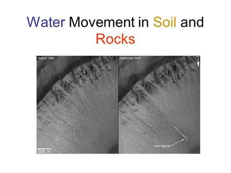 Water Movement in Soil and Rocks. Two Principles to Remember: