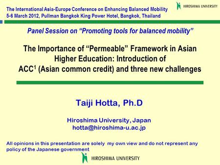 Panel Session on “Promoting tools for balanced mobility”