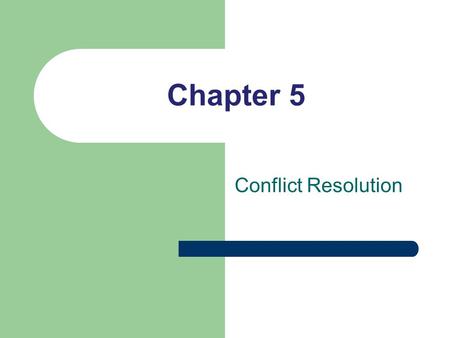 Chapter 5 Conflict Resolution. Conflict Important Conflict is the internal or external tension that occurs when you anticipate difficulty meeting important.