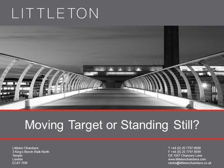 Moving Target or Standing Still?. Damian Brown QC 16 th January 2013 TUPE obligations: dynamic or static?