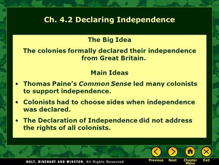 Ch. 4.2 Declaring Independence