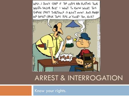ARREST & INTERROGATION Know your rights.. Review from Boring Thursday  Sources of law: statutes.  Sources of law: judge made law.  Judges write opinions.
