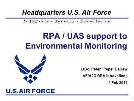 RPA / UAS support to Environmental Monitoring