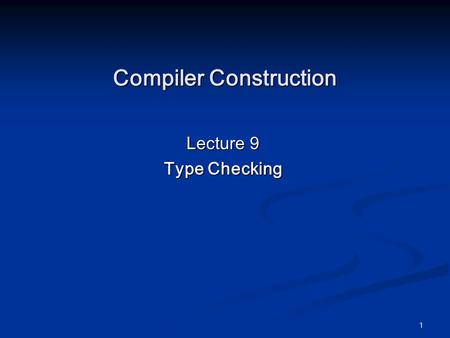 Compiler Construction